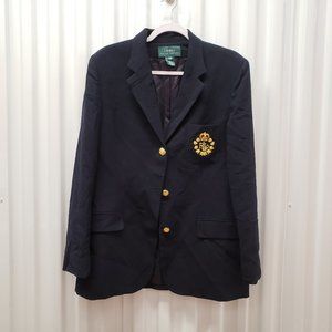 Ralph Lauren Wool Blazer Crest Patch Sz 14